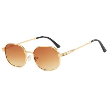 Imagem de Óculos de sol femininos de metal com armação pequena, óculos de sol personalizados, elípticos, design moderno, proteção