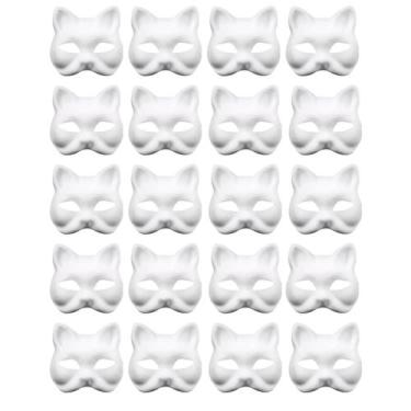 Imagem de Máscara Therian RQPQBO White Cat Fox DIY Blank Halloween x20