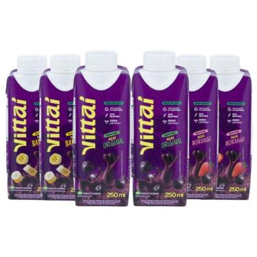 Imagem de Kit com 6 Smoothies Vittaí Açaí Sabor Original, Morango e Banana 250ml