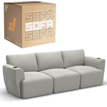 Imagem de Sofá 3 Lugares Sala De Estar em Tecido Linho Modular Damie Na Caixa, C