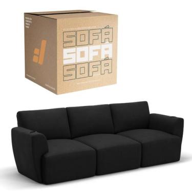 Imagem de Sofá 3 Lugares Sala De Estar em Tecido Linho Modular Damie Na Caixa, P