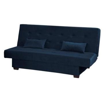 Imagem de Sofá Cama 3 Lugares Casal Reclinável 190 larg Laila Matrix, VELUDO AZU