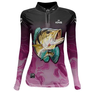 Imagem de Camiseta de Pesca Feminina King Brasil Proteção Solar UV 50+ (KFF656)