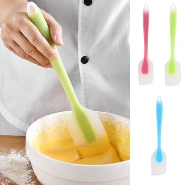Imagem de Conjunto de 3 espátulas de silicone, ferramenta de decoração e cobertura de bolo resistente ao calor, raspador antiaderente para uso na cozinha