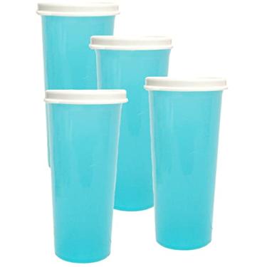 Imagem de Tupperware Conjunto de copos empilháveis de 340 g azul aqua de 10 cm com selos