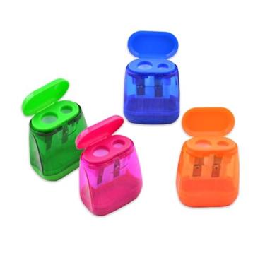 Imagem de Apontador de lápis manual multicolorido com tampas (4 peças)