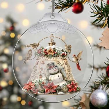 Imagem de Enfeites de Natal para pendurar em cristal de sino, enfeites de árvore de Natal feitos à mão, decoração de carro e casa - presentes de Natal, decoração de artesanato em acrílico, ideias de troca de