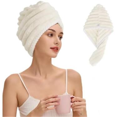 Imagem de Toalha de cabelo de microfibra para mulheres anti-frizz turbante de cabelo de secagem rápida para a maioria dos estilos de cabelo toalha de cabeça
