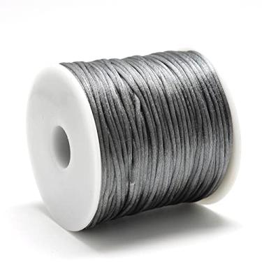 Imagem de Fio de nylon acetinado de 1 mm para fabricação de joias, acabamento de contas brilhantes e sedosas, tranças, aparar, enrolar, artesanato, pulseiras de macramê Kumihimo, cinza