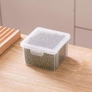 Imagem de Caixa selada para armazenamento de alimentos com tampa dobrável para geladeira, alimentos, legumes, frutas, caixas dispensadoras domésticas, pequena