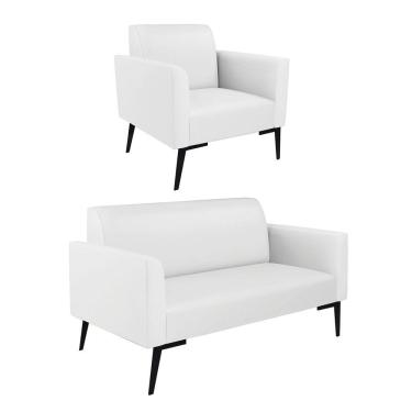 Imagem de Sofá Namoradeira Com Poltrona Pés Villach Marisa Corino D03 - D\'rossi Cor Branco