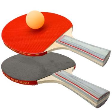 Imagem de Kit Ping Pong 2 Raquete de Tênis de Mesa com 3 Bolinhas - Marblue