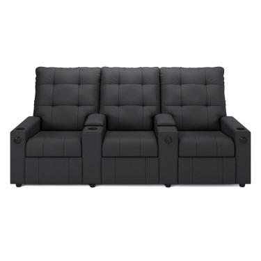 Imagem de Poltrona Reclinável Para Cinema Parma 3 Lugares Baú Usb Veludo Fh1 - D'rossi Cor Cinza