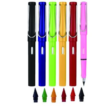 Imagem de JGYXQYD 6 conjuntos de lápis eternos, canetas infinito, lápis que não afiam para escrever, desenhar, estudantes, sustentáveis, para casa, escritório, material escolar (6 canetas + 6 borrachas + 6