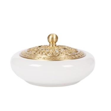 Imagem de Porta-incenso decorativo Queimador de incenso de jade doméstico, suporte de incenso interno para aromaterapia/ioga/meditação/decoração de sala de estar e escritório(Branco)