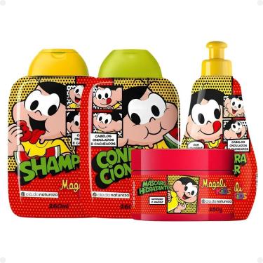 Imagem de Kit Cia da Natureza Magali Kids Cabelos Ondulados e Cacheados: Shampoo, Condicionador, Máscara e Creme Para Pentear