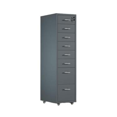 Imagem de Armário de Arquivos Organizador de dados arquivo metal Armário gaveta armazenamento escritório multifuncional grande capacidade 8 camadas com fechadura(Gray)