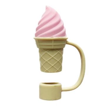 Imagem de Capa de palha, acessórios de copo reutilizáveis, tampa de poeira, tampa de canudo de silicone (rosa-B)