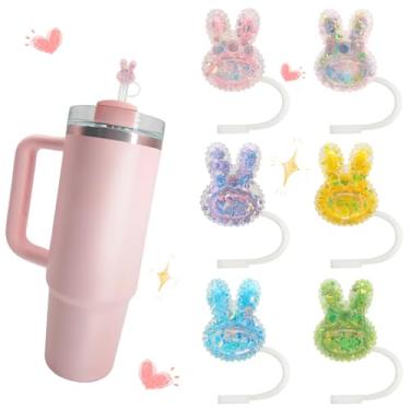 Imagem de 6 peças YKL Coelho Stanley Palha Topper Cup Acessórios Cobertura de Canudo Toppers para Copos Stanley