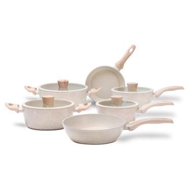 Imagem de Jogo de Panelas Brinox Ceramic Life 6 Peças Sirius Antiaderente Indução Vanilla