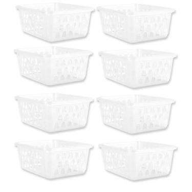 Imagem de Kit 8 Cestos Multiuso Organizador Médio Transparente 20x15x6 - 123 Org