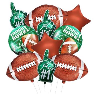Imagem de 10 Pcs Football Decor Kit Inflatable Football Balloons, Touch Down, Referee Symbols and Brown Star Foil Balloon for Football Themed, Game Day Tailgate, Sports Fans Birthday Party Decorations