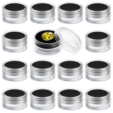 Imagem de Tokusatsu 16Pcs Small Bead Storage Organizer Containers, Round Gemstone Holder Case with Screw Top Lids and Soft Sponge for Jewelry, Gems, Beads, Small Items, Black