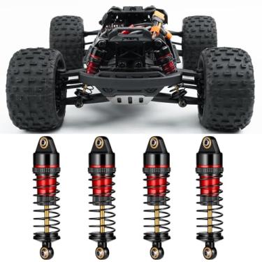 Imagem de QUPA AM STORE Aluminum Shock Set 58mm Front Rear Shocks Damper for Arrma 1/18 Granite Typhon Mojave Grom RC Crawler Upgrade (Red&Black)