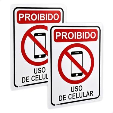 Imagem de Sport Inox, 2 Placas Proibido Uso De Celular 20x15 Aviso Sinalização