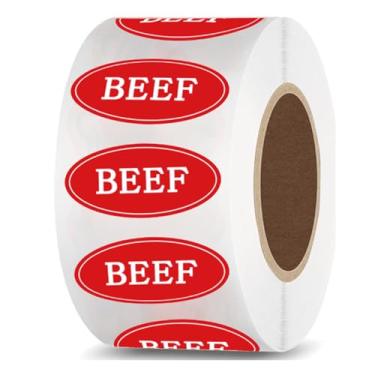 Imagem de Rotulagem ou rótulos de alimentos bovinos, etiquetas de comida, pacote de adesivos de carne de porco de frango bovino para mercados de carne, supermercados, 4,4 x 2,5 cm, 500 peças