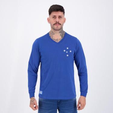 Imagem de Camisa Cruzeiro Retrô 1976 Manga Longa Azul - Retromania, GG
