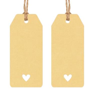 Imagem de 120 etiquetas de presente de papel kraft com barbante de juta natural de 30 m para presentes de Natal, Dia dos Namorados, lembrancinhas de casamento, artesanato