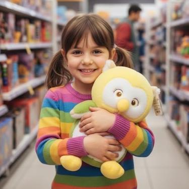 Imagem de Tuka Toy, Coruja De Pelúcia Grande Peludinha 40cm - Amarelo Verde