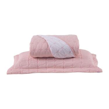 Imagem de Cobre Leito Solteiro Cristal Percal 200 Fios Bordado 2 Peças Rose