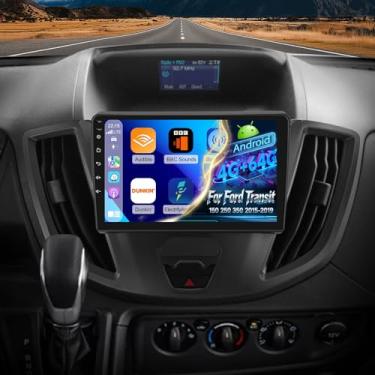 Imagem de [4G + 64G] Rádio automotivo Volxcereo para Ford Transit 150 250 350 2015 2016 2017 2018 2019, 9 polegadas Android Touchscreen estéreo com Carplay/Android Auto, GPS, WiFi, Bluetooth, SWC, FM/RDS