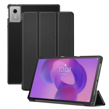 Imagem de Capa para tablet Lenovo Tab K11 Gen 2, capa KONXISA com suporte de três dobras, couro PU premium e capa de adsorção magnética, resistente a arranhões e à prova de choque, preta