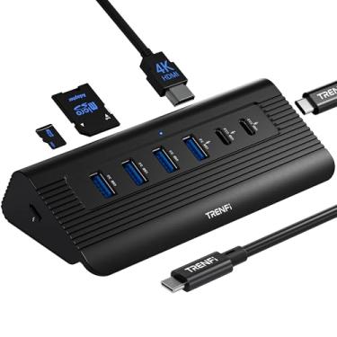 Imagem de TRENFI Hub USB C 10 em 1 com cabo destacável | Estação de ancoragem USB 3.2 Gen 2 de 10 Gbps de alumínio com HDMI 4K 60 Hz, 100W PD, leitor SD/TF para MacBook Pro/Air M4/M3, iPad Pro, PC Laptops