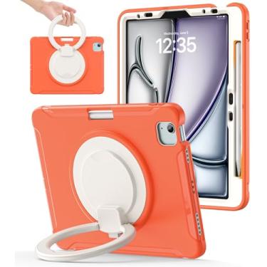 Imagem de BATYUE Capa para iPad Pro 11 2020 e 2018, Air 4ª geração 10,9" 2020 capa com suporte giratório de 360°/suporte de mão/suporte para lápis, capa resistente à prova de choque (laranja)