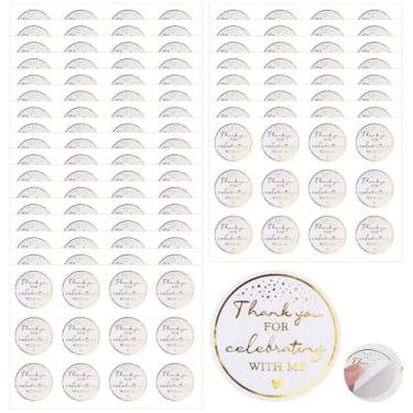 Imagem de Nextpal 300 adesivos de agradecimento, etiquetas douradas Thank You for Celebrating with Me, selos autoadesivos redondos para lembrancinhas de casamento, chá de bebê e aniversário de quinze anos