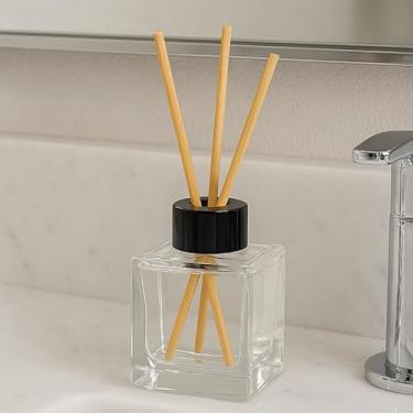 Imagem de Kit 10un Frascos de Vidro Cubo 100ml para Aromatizador e Difusor – Tampas Luxo e 40 Varetas Difusoras para Decoração(Preto)