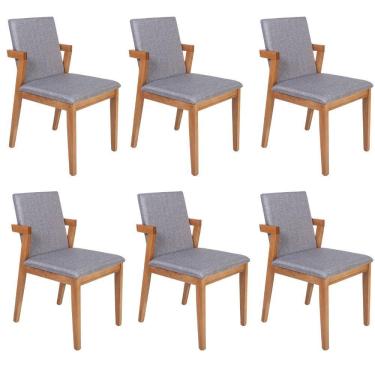 Imagem de Conjunto 6 Cadeiras Estofadas Luna Cinza Escuro
