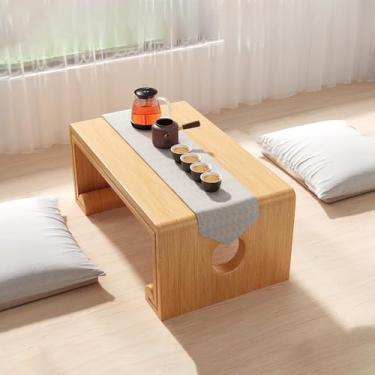 Imagem de Mesa de chão japonesa, multifuncional, retangular, de madeira, moderna tatami, mesa de centro japonesa, mesa baixa para sala de estar, chá, decoração de casa, artesanato resistente.