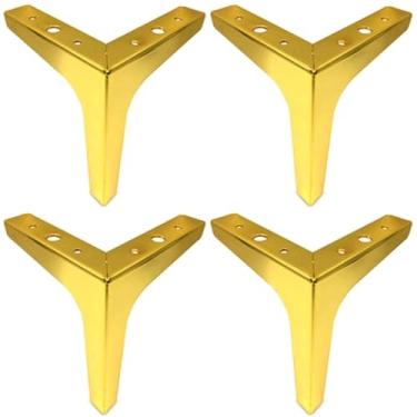 Imagem de AGHXYSQ Pernas de substituição em forma de avião para móveis de ferro durável para sofá e cama com design antiderrapante dourado (conjunto de 4 unidades)