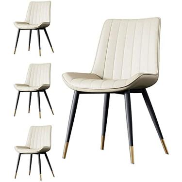 Imagem de Conjunto de cadeiras de jantar – Cadeiras de canto de cozinha, conjunto de 4 cadeiras de cozinha vintage, cadeira de jantar de couro com almofada estofada, assento acolchoado resistente, pernas de