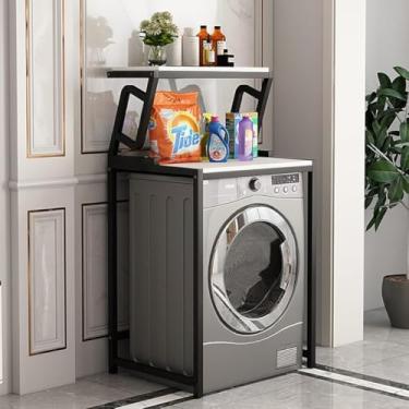 Imagem de HYUIO Rack de armazenamento para máquina de lavar roupa, prateleira de armazenamento sobre a lavadora e secadora, prateleiras que economizam espaço, organizador de armazenamento de lavanderia, armário