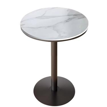 Imagem de Mesa externa com tampo de mármore e balcão de metal - perfeita para café, coquetéis e jantares - ideal para sala de estar, pátio ou sofá (altura de uma cor 105 cm)