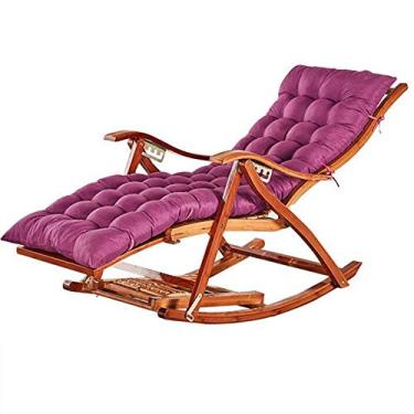 Imagem de Cadeiras de balanço reclináveis de madeira, sol de verão, cadeira dobrável de bambu