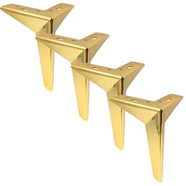Imagem de ZJYWMM 4 pernas de sofá em ferro, pés de suporte de móveis de metal, perna de armário triangular de diamante, perna de substituição DIY, para sofá, cama, otomano, mesas de café, armário, com parafuso