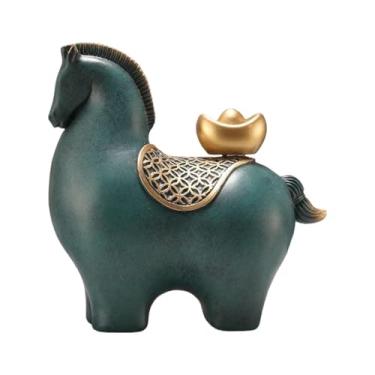 Imagem de Fxzqgnh Estátua de Cavalo, Estátua Moderna, Decoração para Casa, Estatueta de Animal, Escultura de Mesa para de Entrada, Lareira, Presente Corp, Cabeça inferior verde, Tamanho real