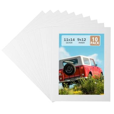 Imagem de HOTUO Pacote com 10 tapetes de moldura marfim sem ácido, tapetes pré-cortados 28 x 35,5 cm com corte chanfrado de núcleo de marfim para fotos de 22 x 30,5 cm, tapete de 4 camadas de espessura para